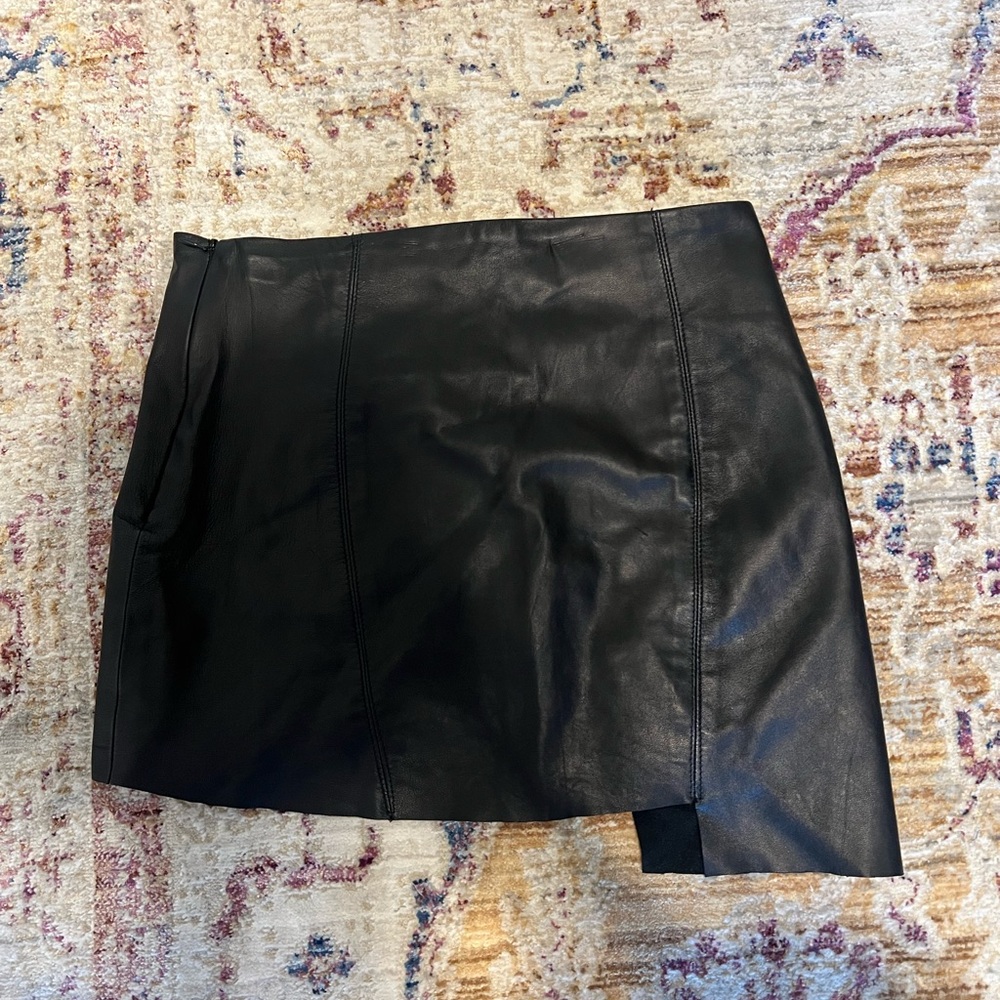 ARE YOU AM I 100% Lambskin Leather Skirt